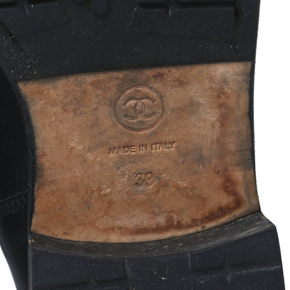 Chanel Calfskin Quilted Lace Up Combat Boots 39 Black 7 of 12