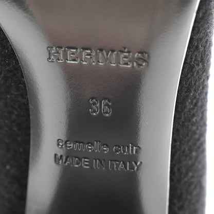 Hermes Knit Calfskin Jenna 60 Ankle Boots 36 Black 7 of 8