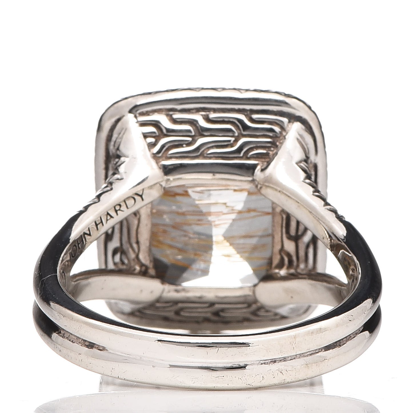 JONH HARDY Sterling Silver Rutilated Topaz Diamond Classic Chain Ring 57 8
