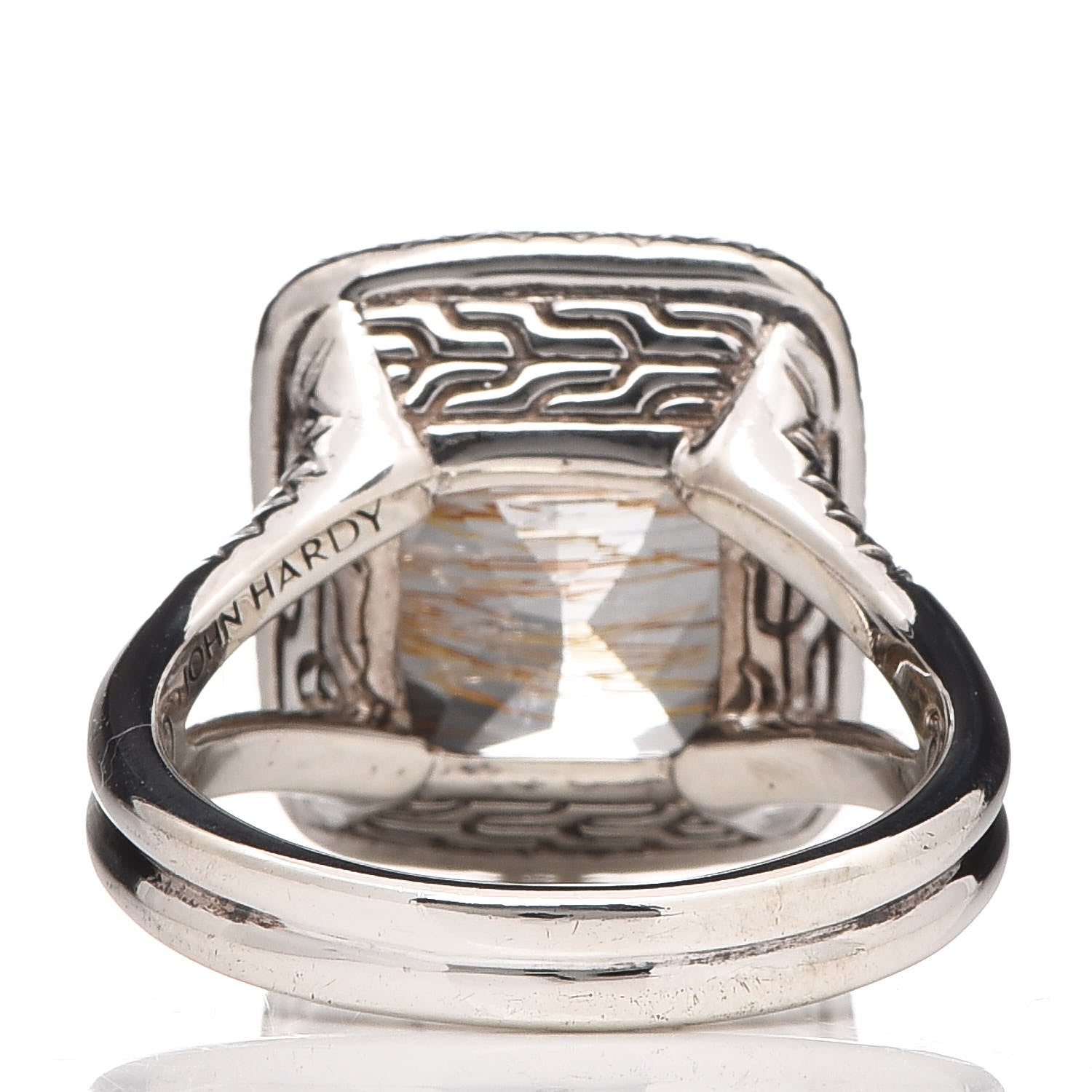 John Hardy JONH HARDY Sterling Silver Rutilated Topaz Diamond Classic Chain Ring 57 8 4 of 7