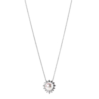 Tiffany Platinum Pearl Diamond Victoria Pendant Necklace 1 of 7