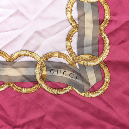 Gucci Silk Bamboo GG Web Print Scarf Pink 2 of 3