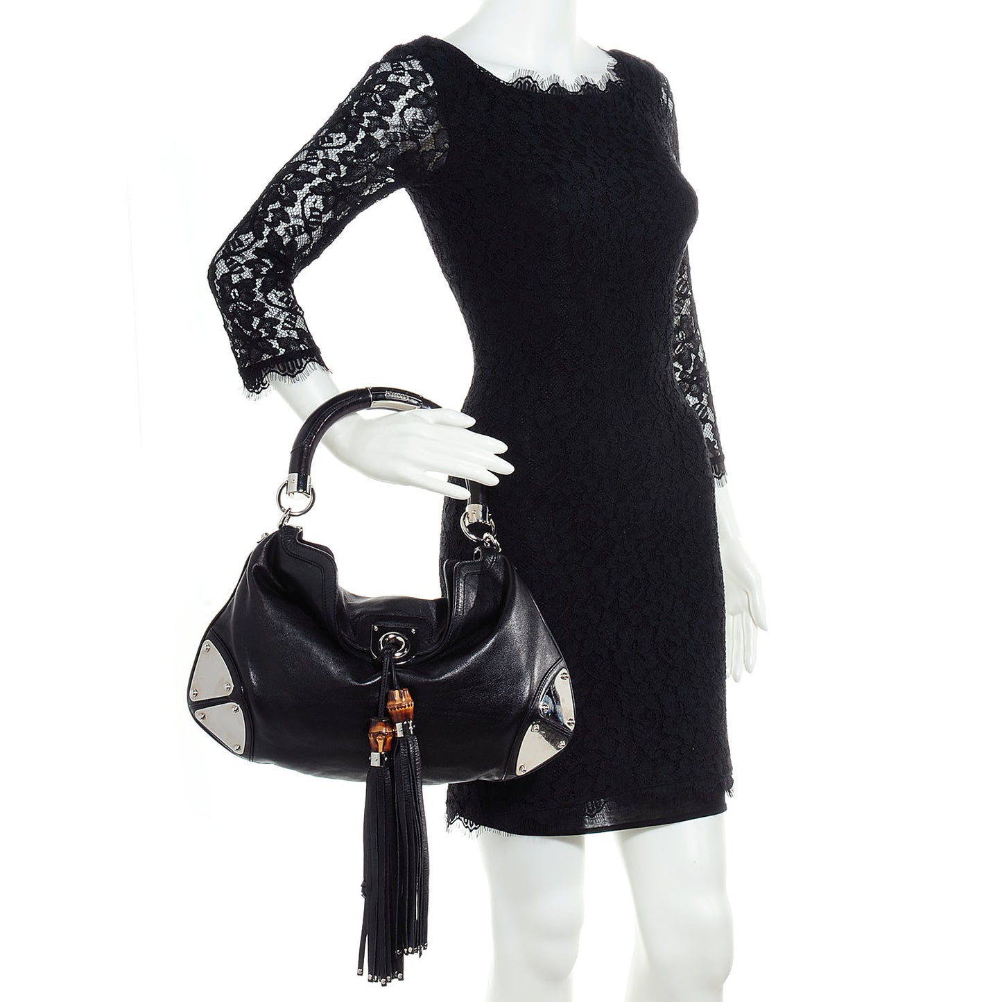Calfskin Medium Indy Top Handle Hobo Black