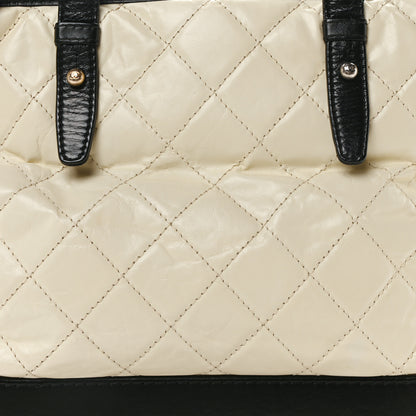 Chanel Aged Calfskin Quilted Medium Gabrielle Shopping Tote White Black 8 of 10