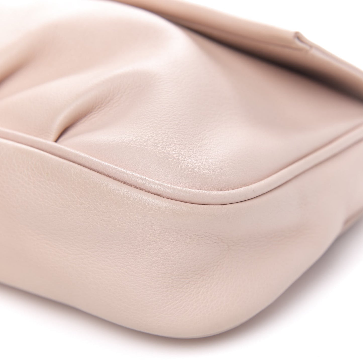 Vitello Flamingo Enamel Fendista Pouchette Crossbody Pale Pink
