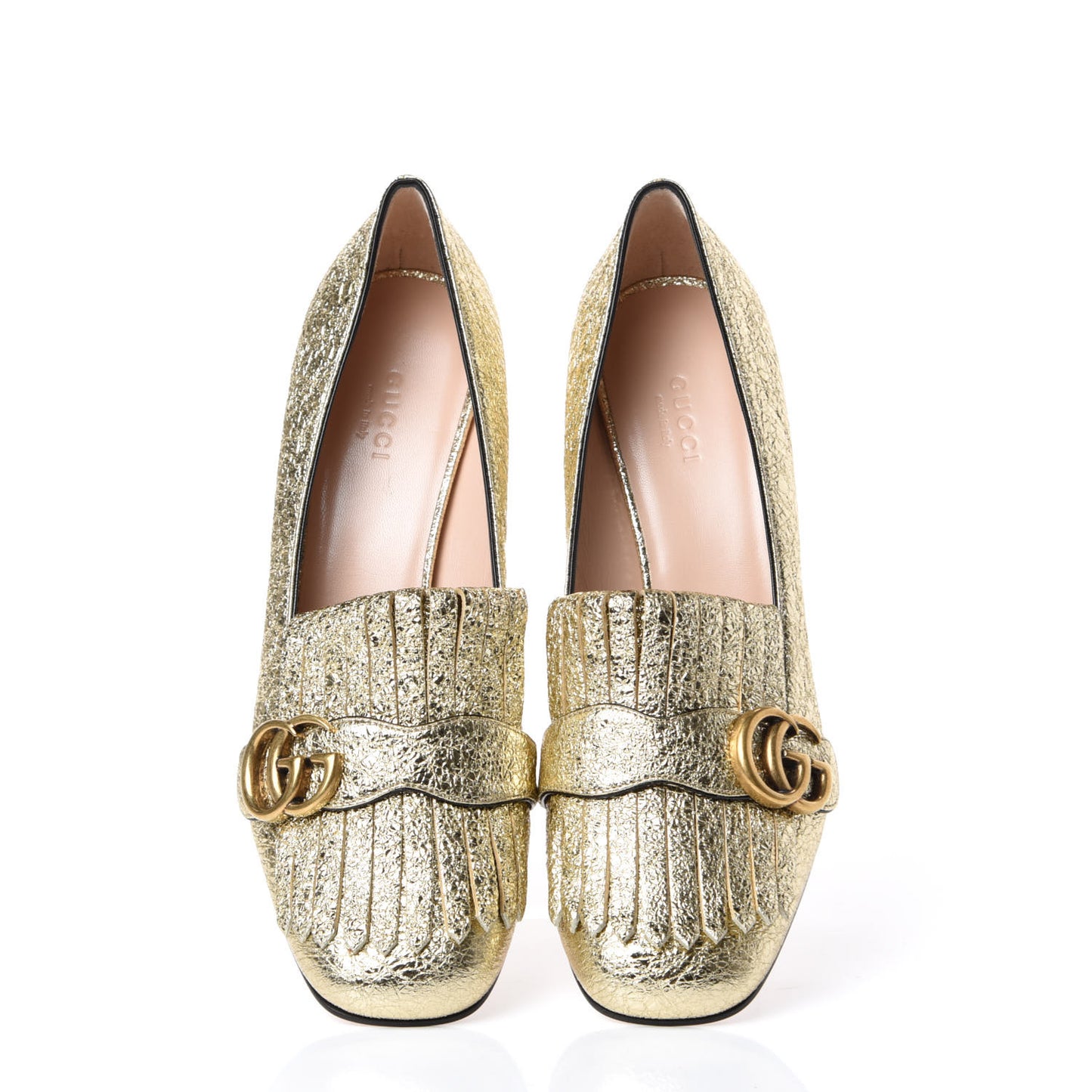 Galassia GG Marmont Fringe 50mm Loafer Pumps 39 Platino