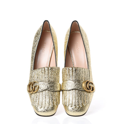 Gucci Galassia GG Marmont Fringe 50mm Loafer Pumps 39 Platino 6 of 10