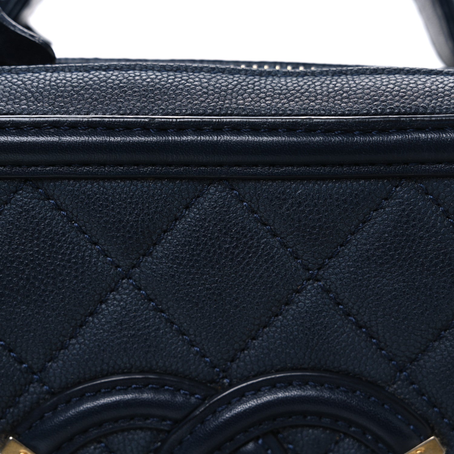 Chanel Caviar Quilted Medium CC Filigree Vanity Case Navy 8 of 10