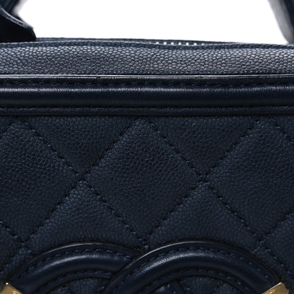 Chanel Caviar Quilted Medium CC Filigree Vanity Case Navy 8 of 10