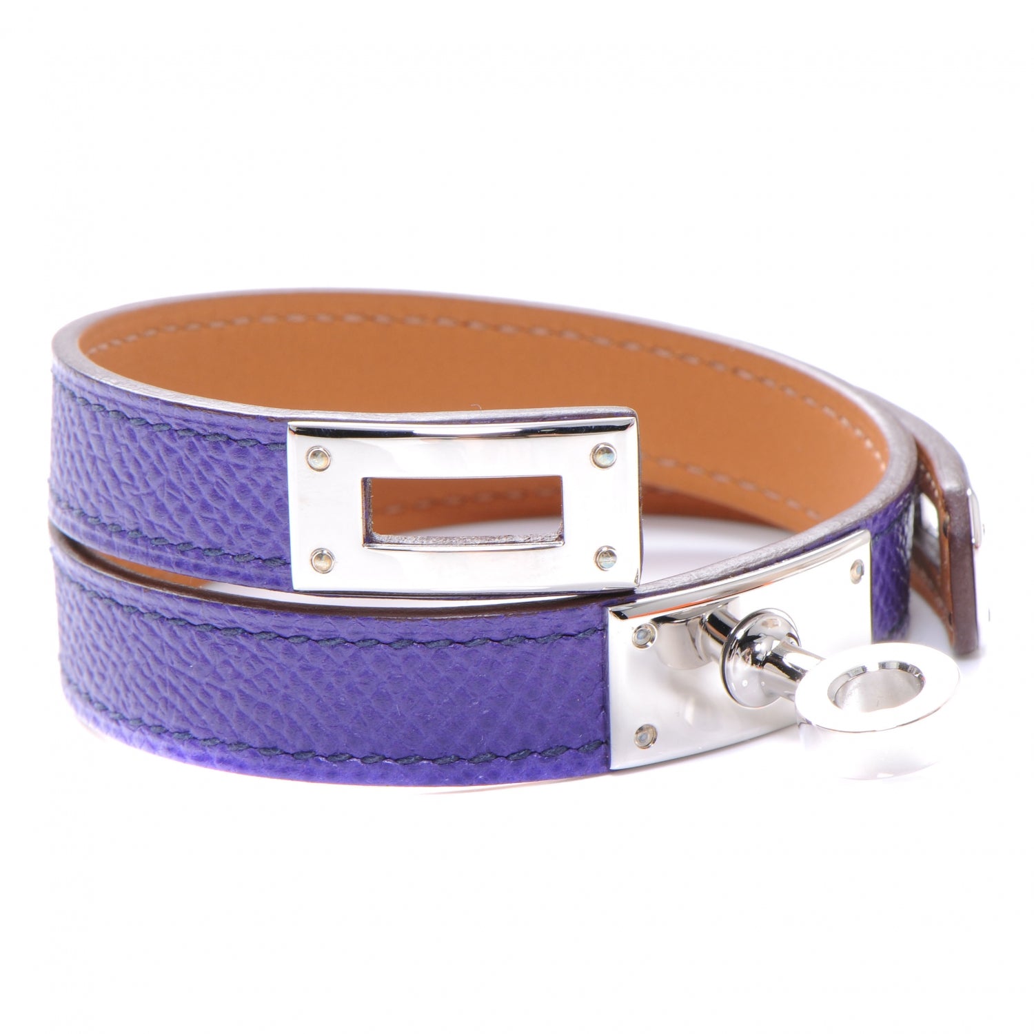 Hermes Epsom Kelly Double Tour Bracelet Crocus Purple Small 6 of 7