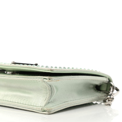 Prada Satin Crystal Metal Triangle Logo Card Holder With Strap Acqua 10 of 11