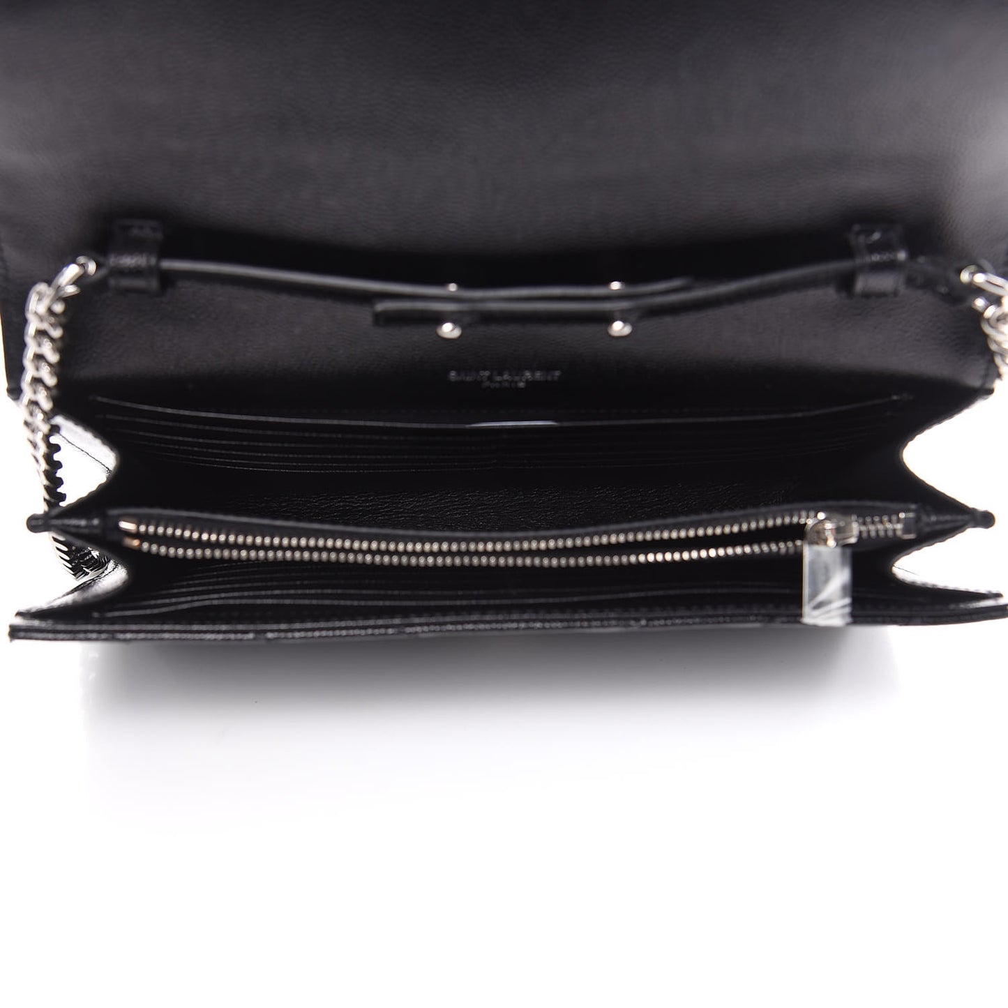 Grain De Poudre Matelasse Chevron Monogram Chain Wallet Black