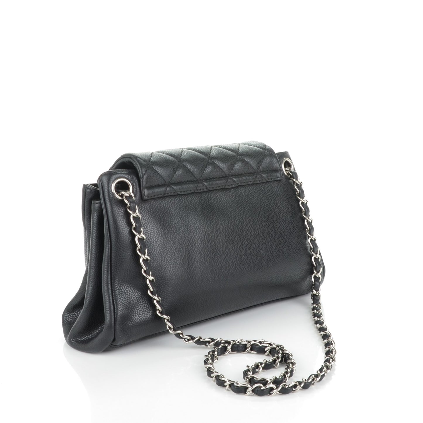 Caviar Quilted Accordion Mademoiselle Flap Black