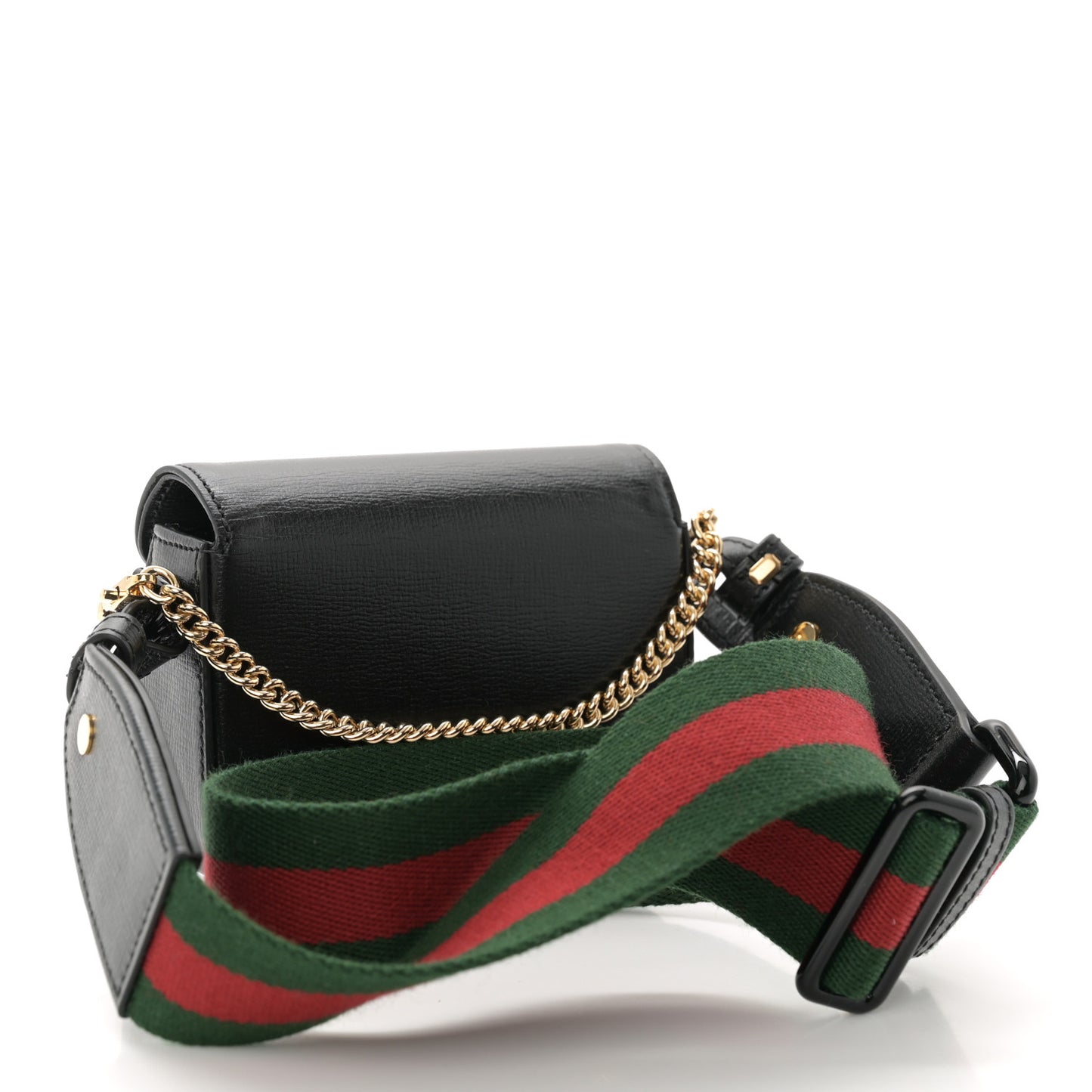 Azalea Calfskin Web Monochrome Horsebit 1955 Wallet On Strap Black