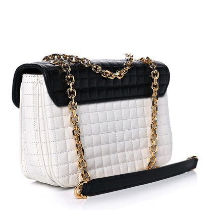 Celine Calfskin Quilted Medium C Bag Black White 2 of 10