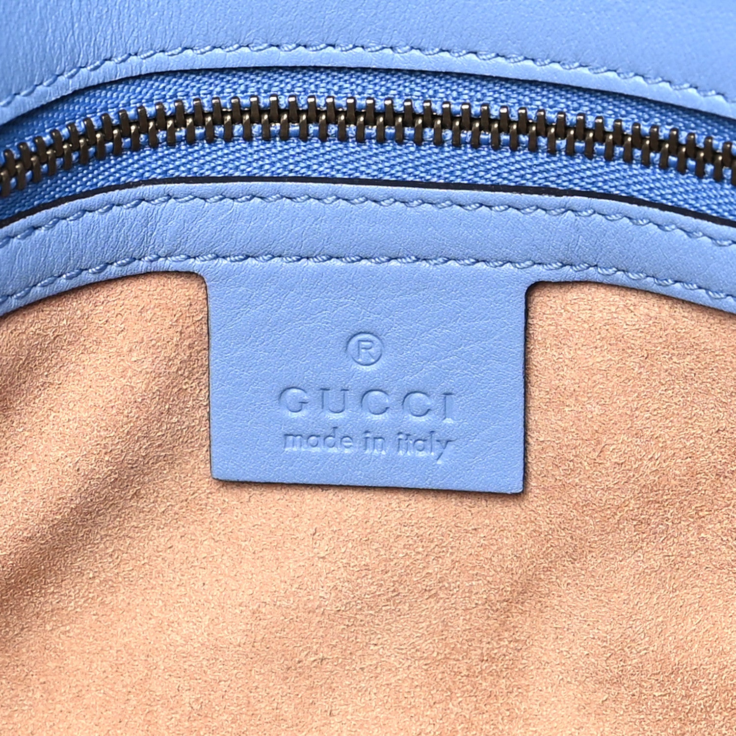 Gucci Calfskin Matelasse Small GG Marmont Shoulder Bag Clear Sky Blue 6 of 9