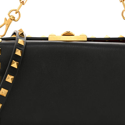 Valentino Garavani Grainy Calfskin Rockstud Alcove Box Clutch Black 7 of 10