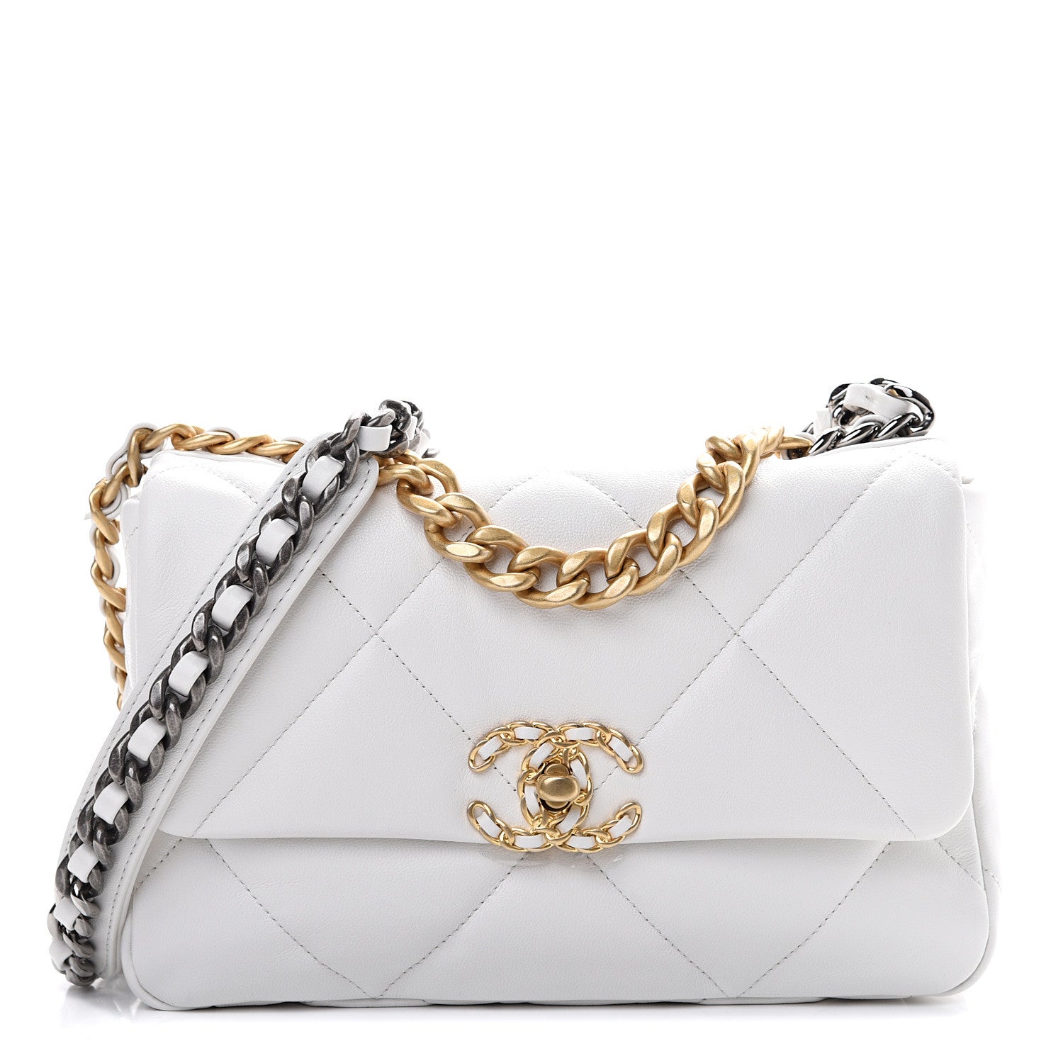 Chanel Goatskin Quilted Medium 19 Flap White 1 of 10