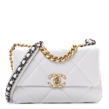 Chanel Goatskin Quilted Medium 19 Flap White 1 of 10