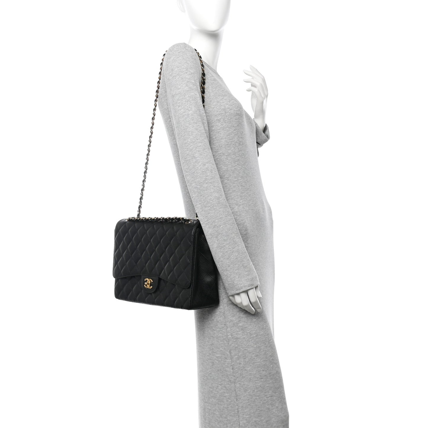 Caviar Quilted Maxi Single Flap Black