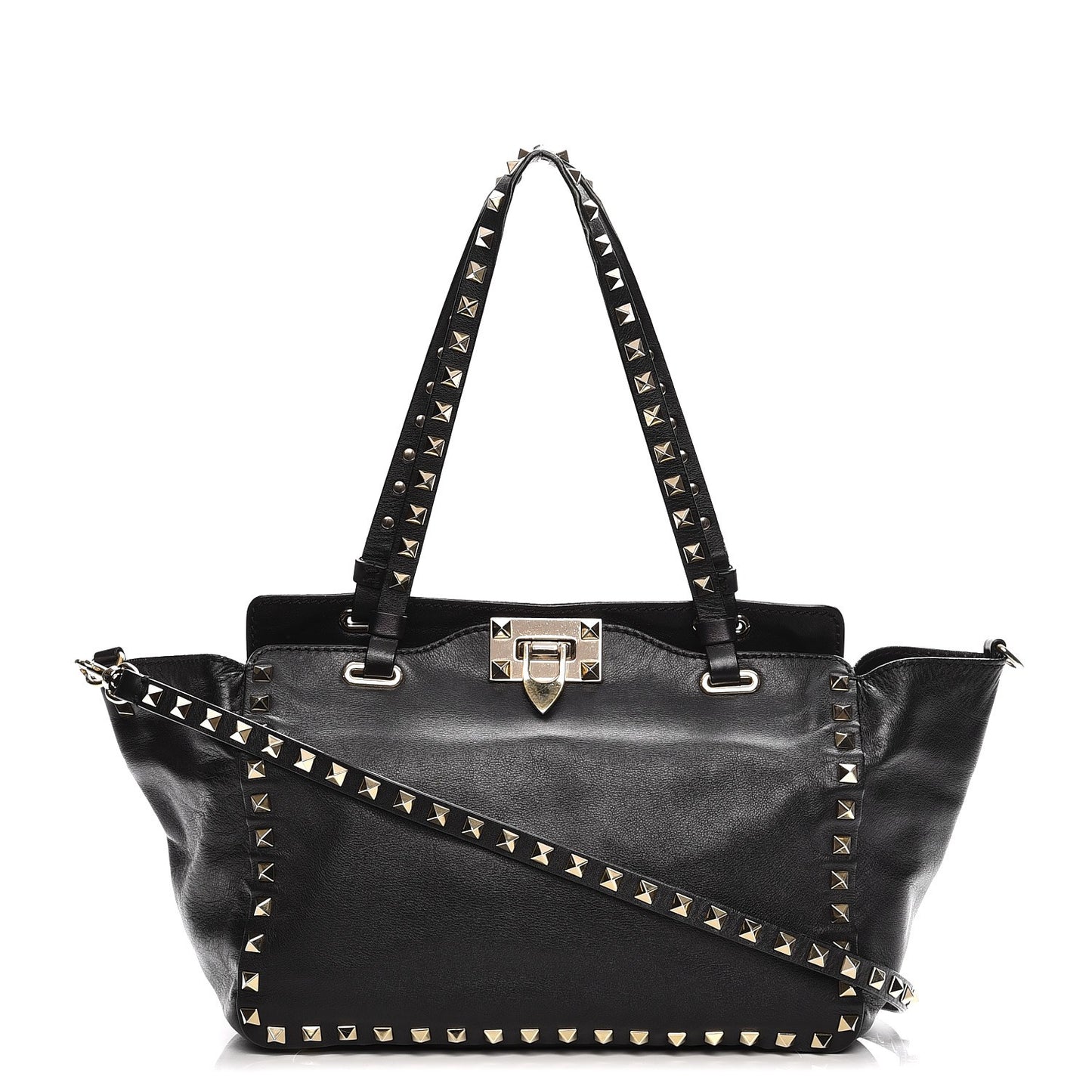 Vitello Small Rockstud Tote Black