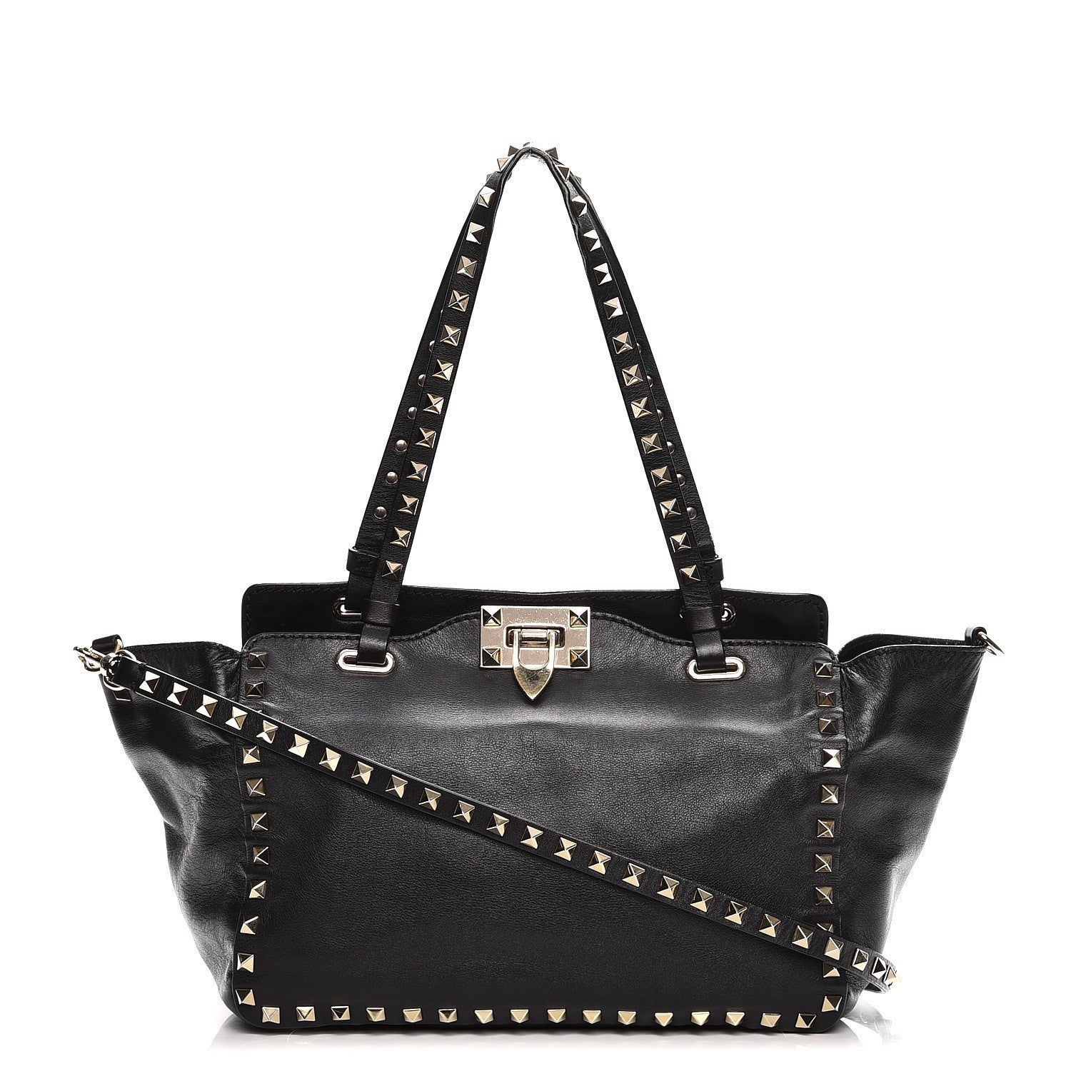 Valentino Garavani Vitello Small Rockstud Tote Black 1 of 12