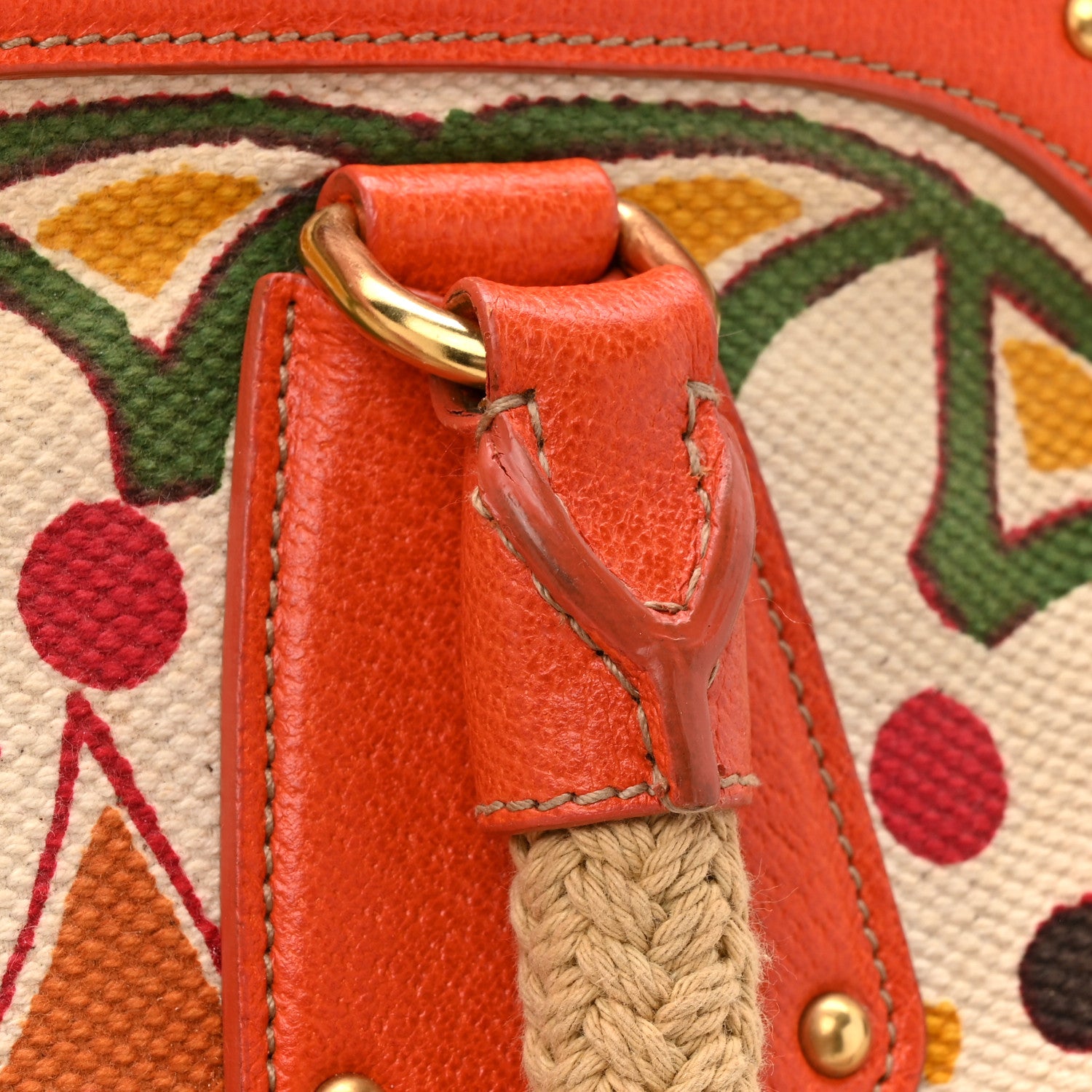 Prada Canapa Stampata Frame Bag Papaya 1837075 – FASHIONPHILE