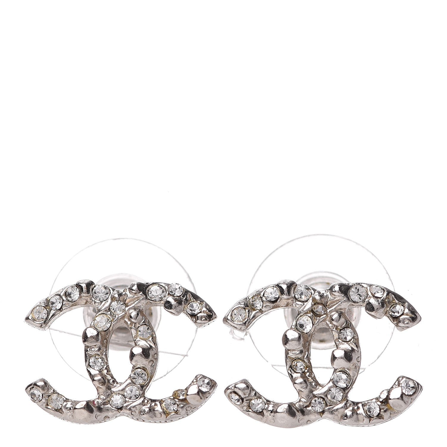 Chanel Crystal Mini CC Earrings Silver 1 of 4