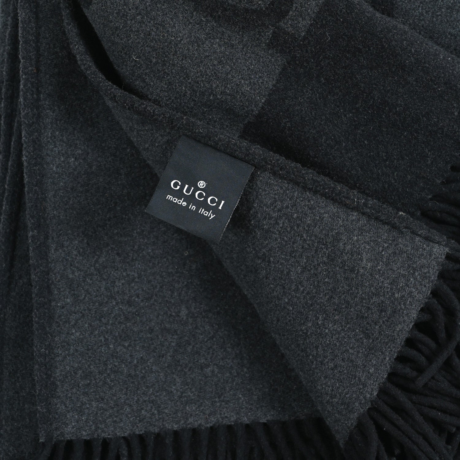 Gucci Wool Cashmere GG Monogram Blanket Black Grey 3 of 3