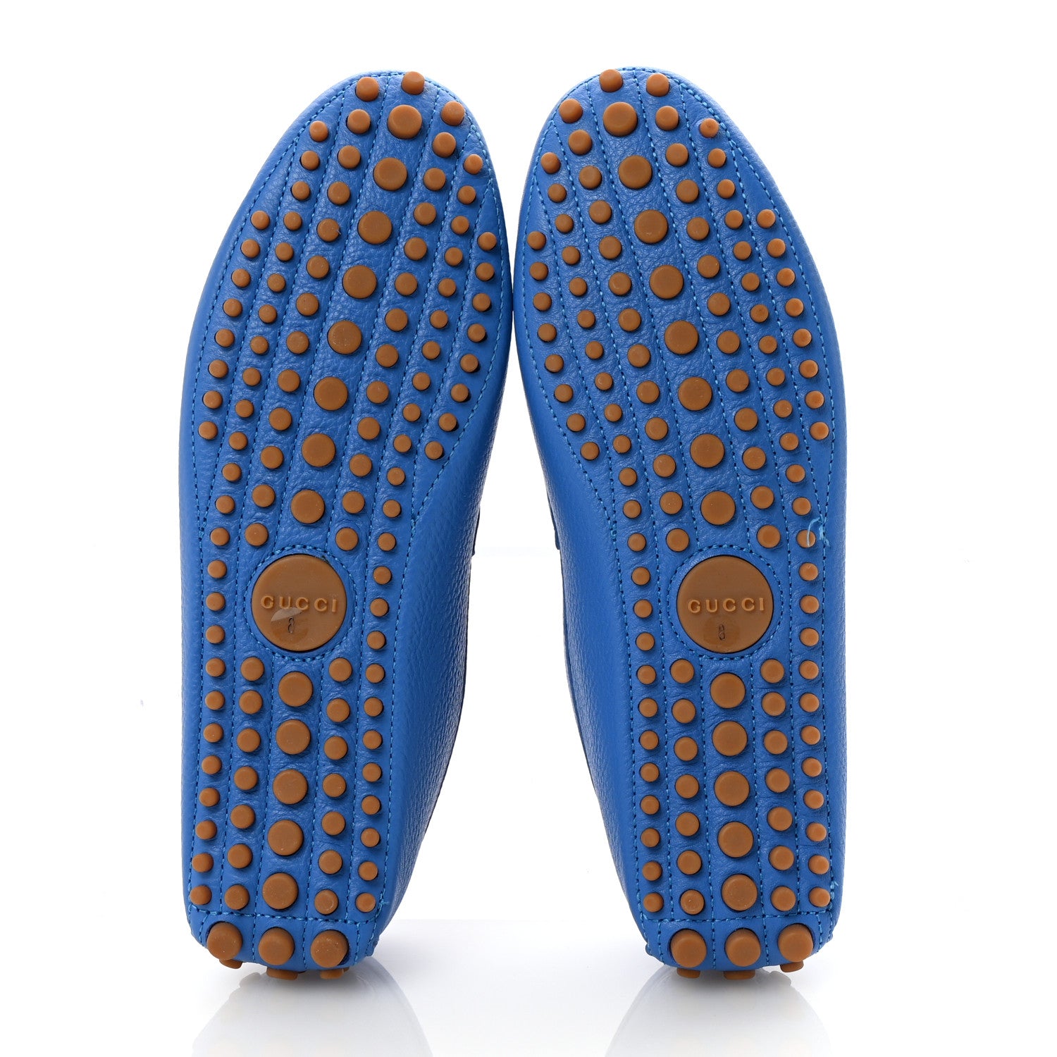 Gucci Calfskin Web Mens Horsebit Driver Loafers 8 Blue 6 of 10