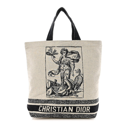 Christian Dior Canvas Print Cruise Tote Black White 1 of 9