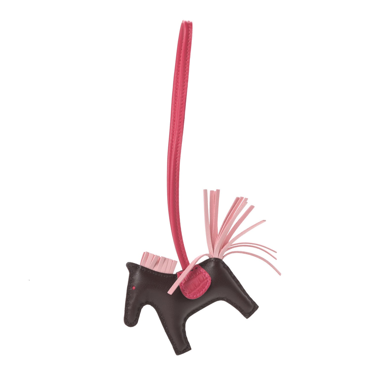 Hermes Milo Lambskin Matte Alligator Touch Grigri Rodeo Horse Bag Charm PM Rouge Sellier Framboise Rose Sakura 1 of 5