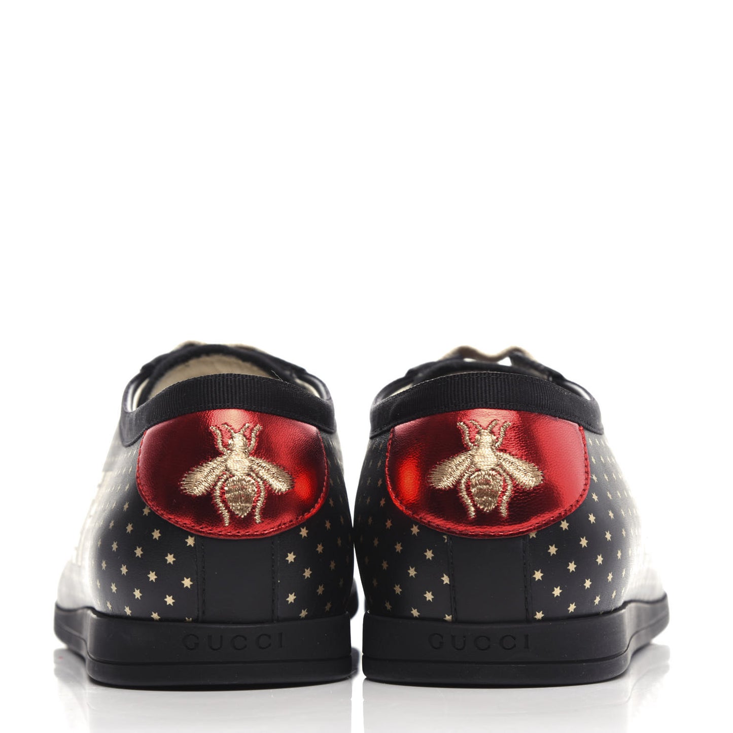 X SEGA Calfskin GUCCY Stars Mens Falacer Sneakers 7 Black