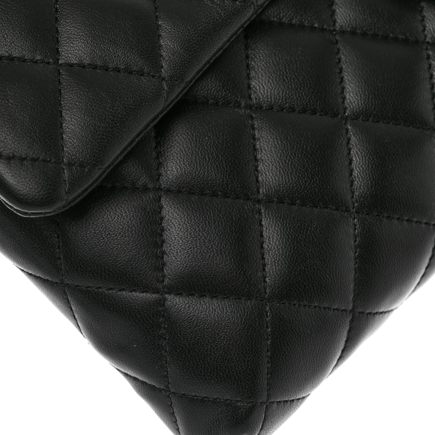 Lambskin Quilted Flap Clutch Black