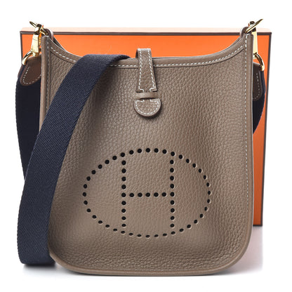 Hermes Taurillon Clemence Amazone Evelyne TPM Etoupe Bleu Indigo 11 of 11