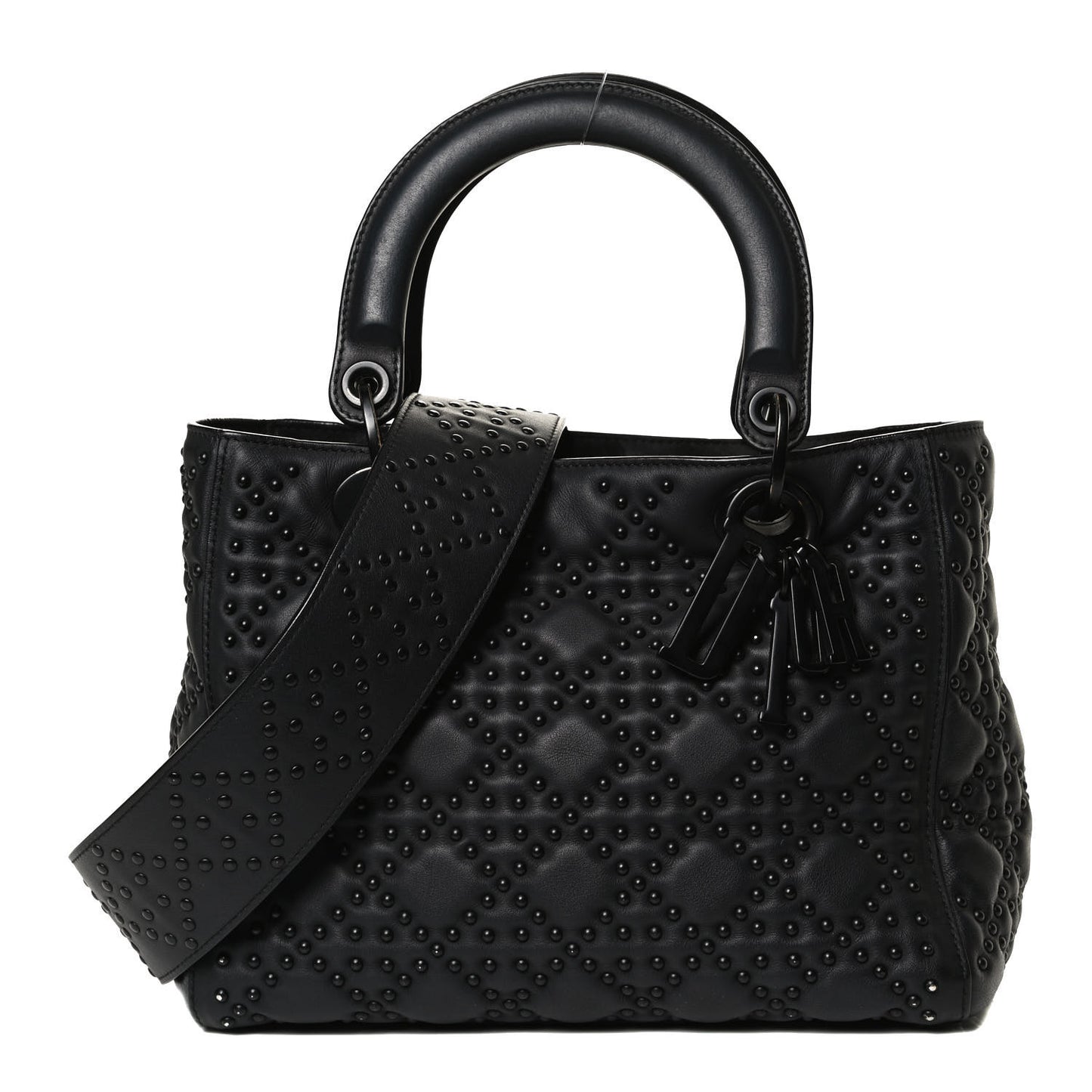 UItra Matte Calfskin Cannage Studded Medium Supple Lady Dior Black