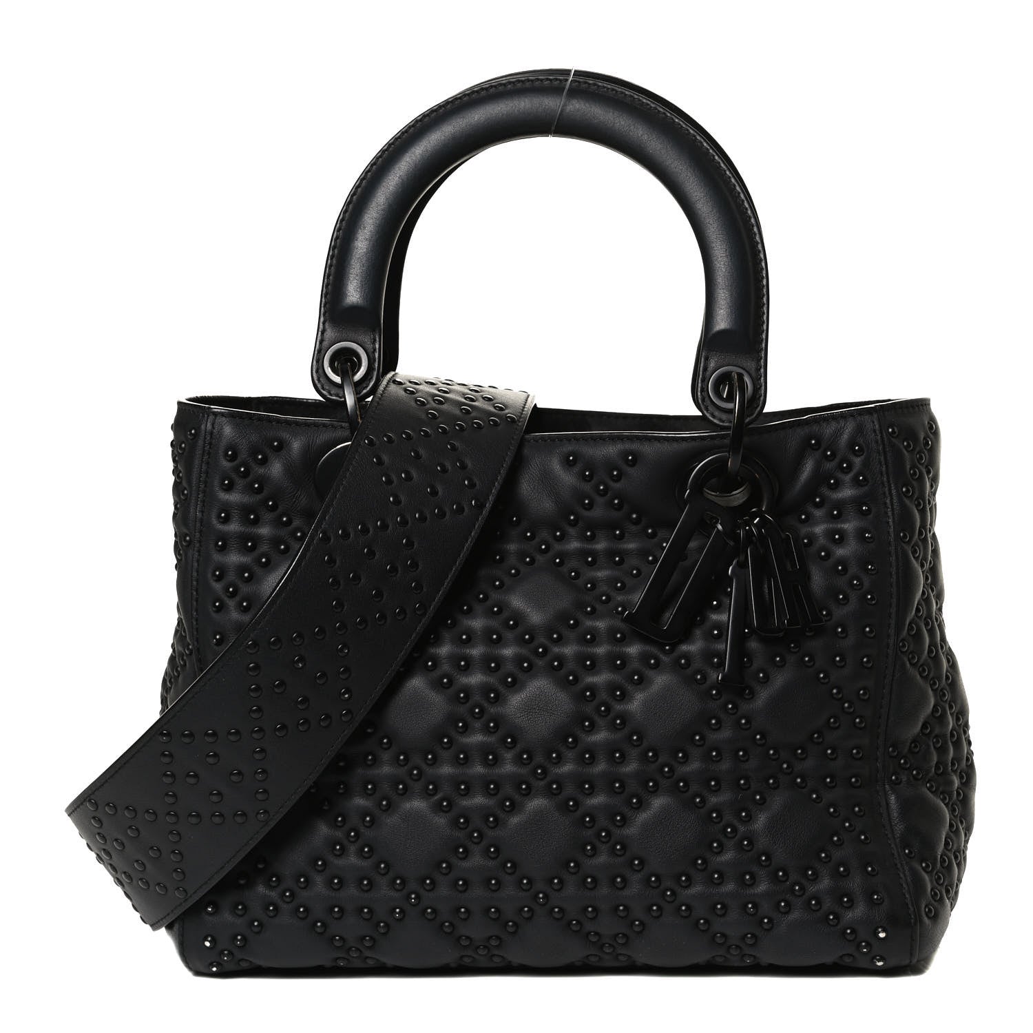 Christian Dior UItra Matte Calfskin Cannage Studded Medium Supple Lady Dior Black 1 of 16