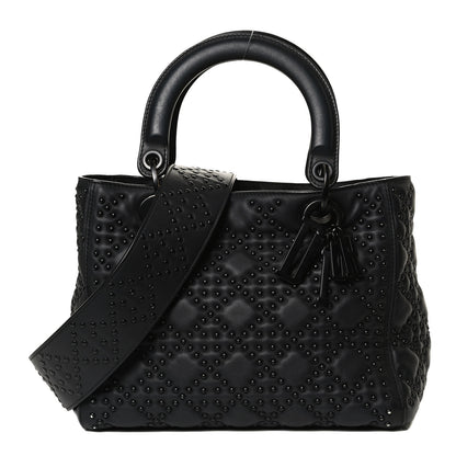 Christian Dior UItra Matte Calfskin Cannage Studded Medium Supple Lady Dior Black 1 of 16