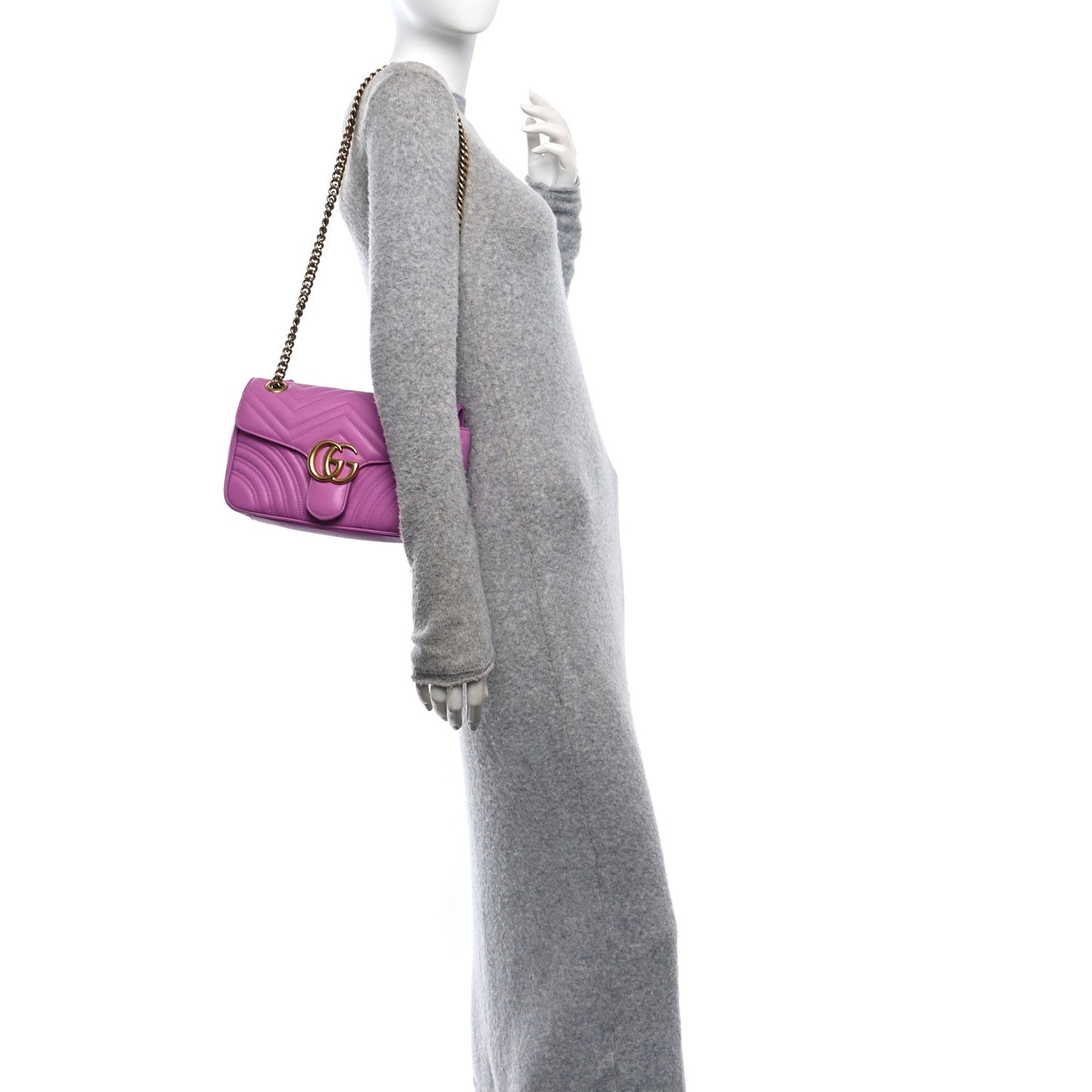 Calfskin Matelasse Small GG Marmont Shoulder Bag Candy Mousse