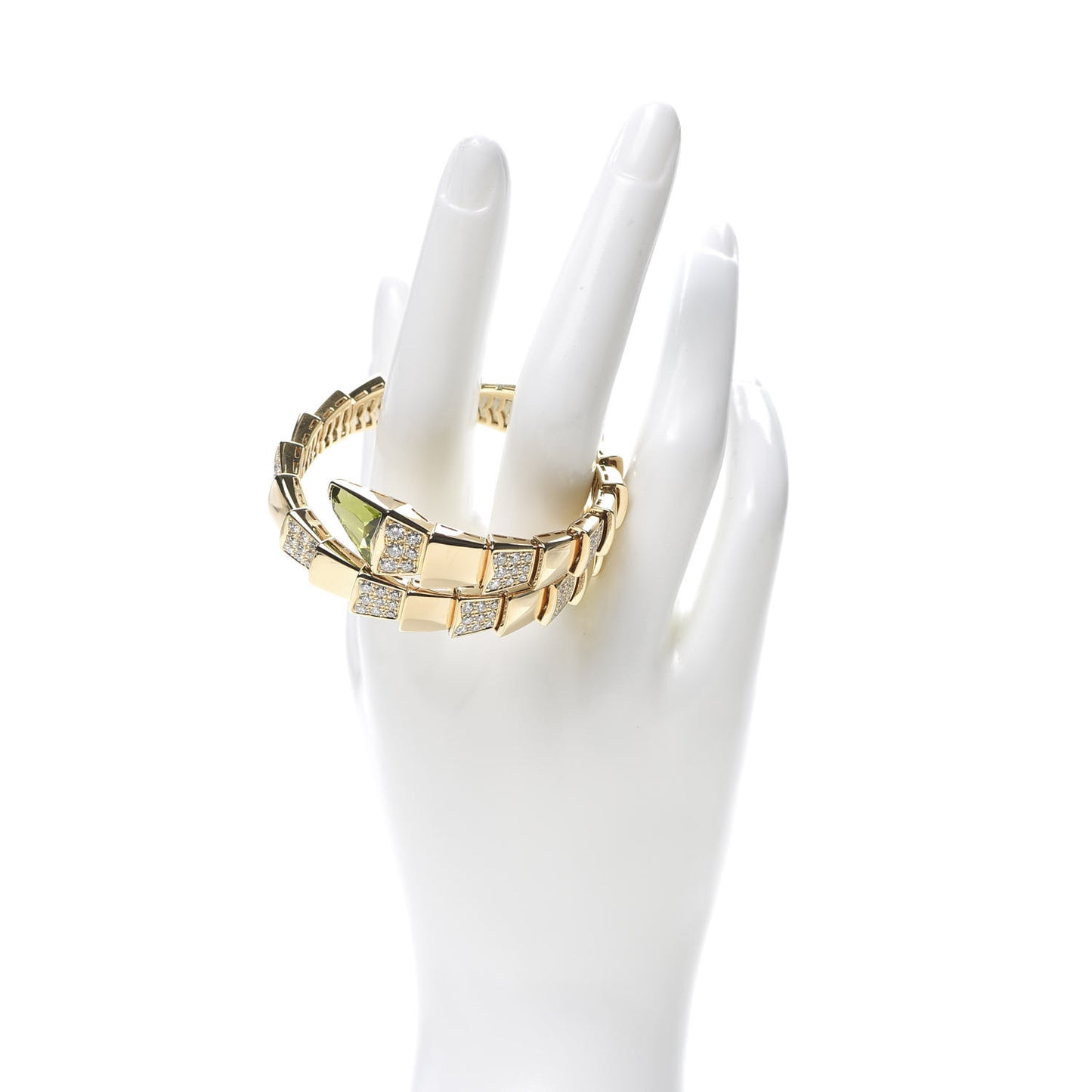 18K Yellow Gold Diamond Peridot Serpenti Scaglie Bracelet