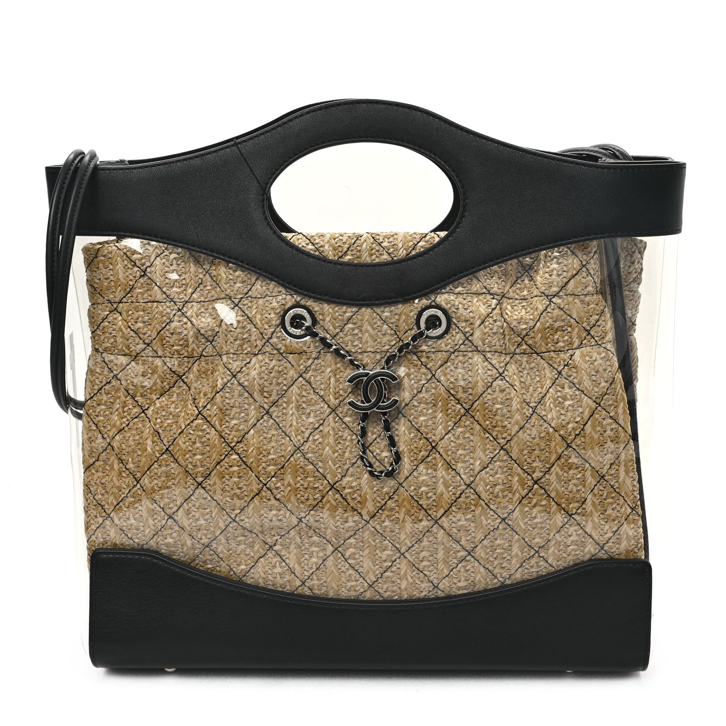 Calfskin PVC Quilted Chanel 31 Bag Black