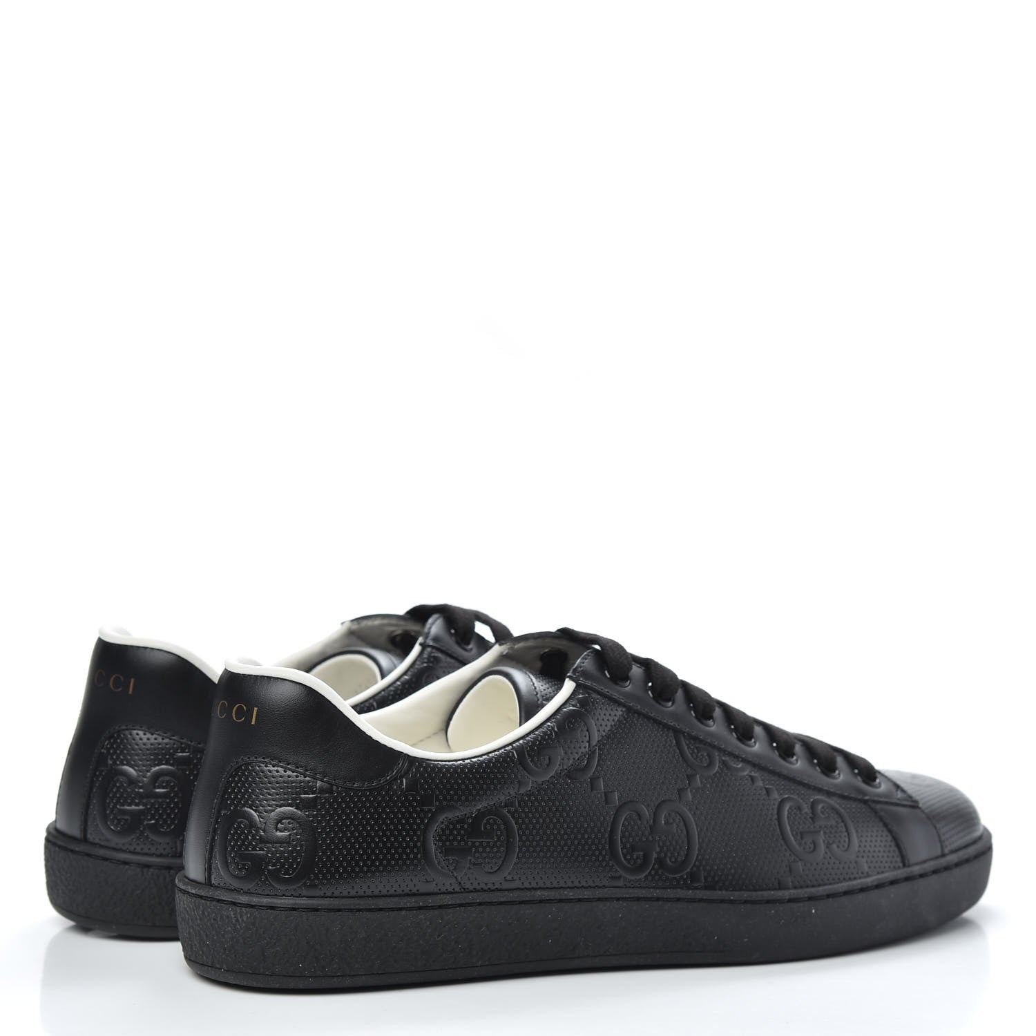 Gucci Calfskin GG Tennis Embossed Mens Ace Sneakers 6 Black 4 of 8