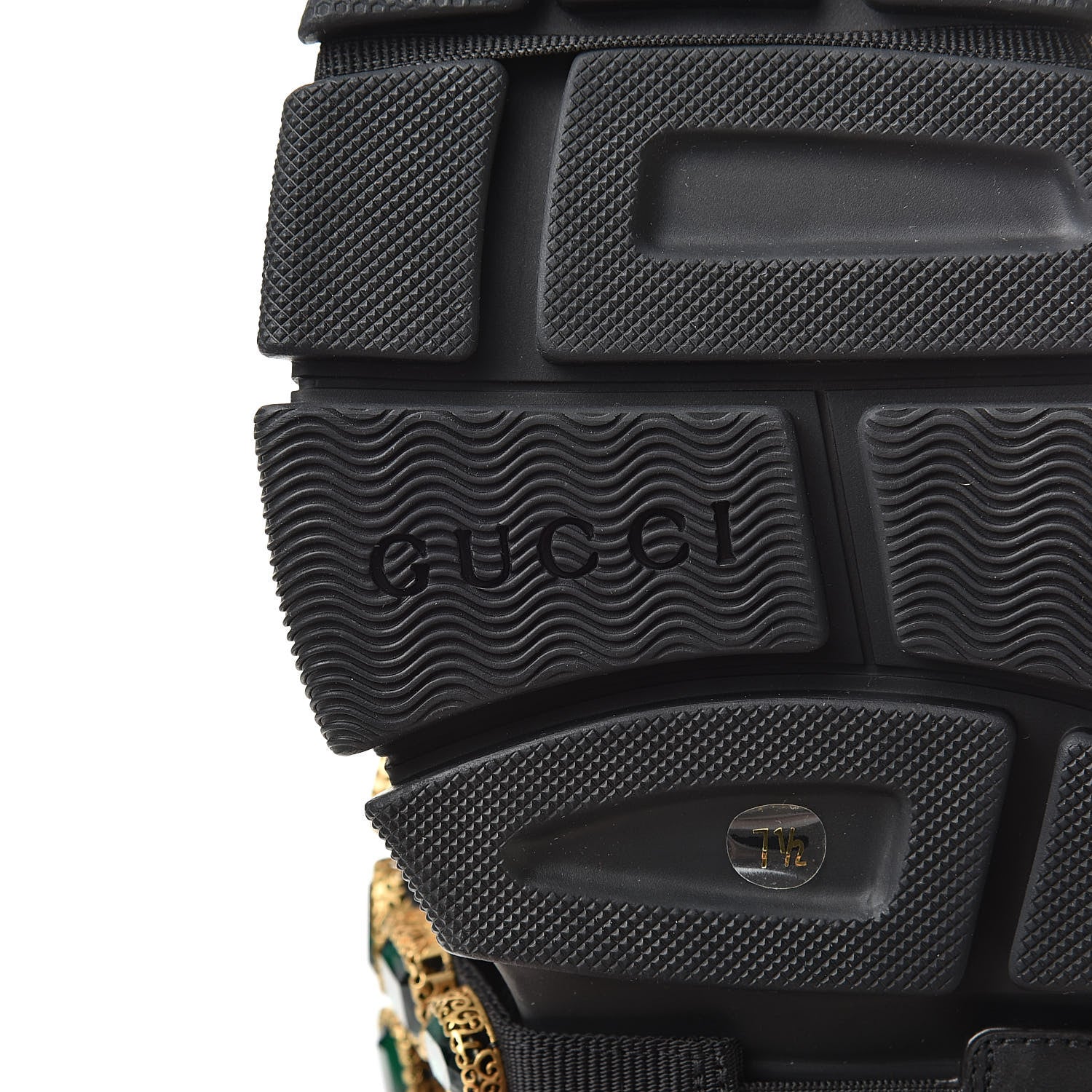 Gucci X SEGA Mesh Suede Calfskin Removable Crystals Mens Flashtrek Sneakers 7.5 Black Silver 6 of 9