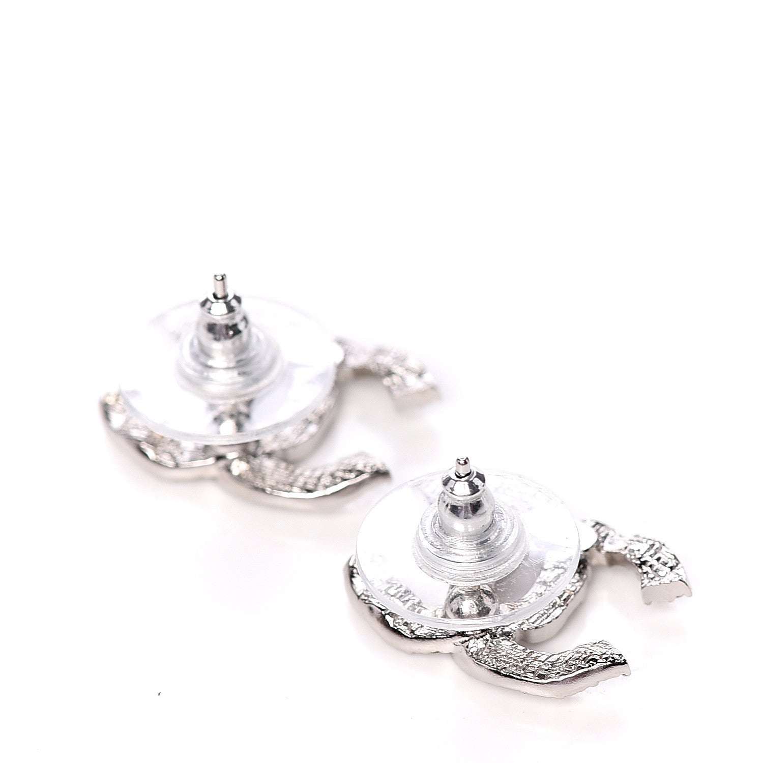 Chanel Crystal CC Earrings Silver 2 of 4