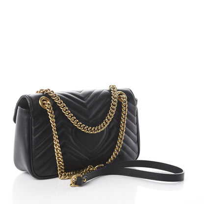 Gucci Calfskin Matelasse Small GG Marmont Shoulder Bag Black 2 of 8