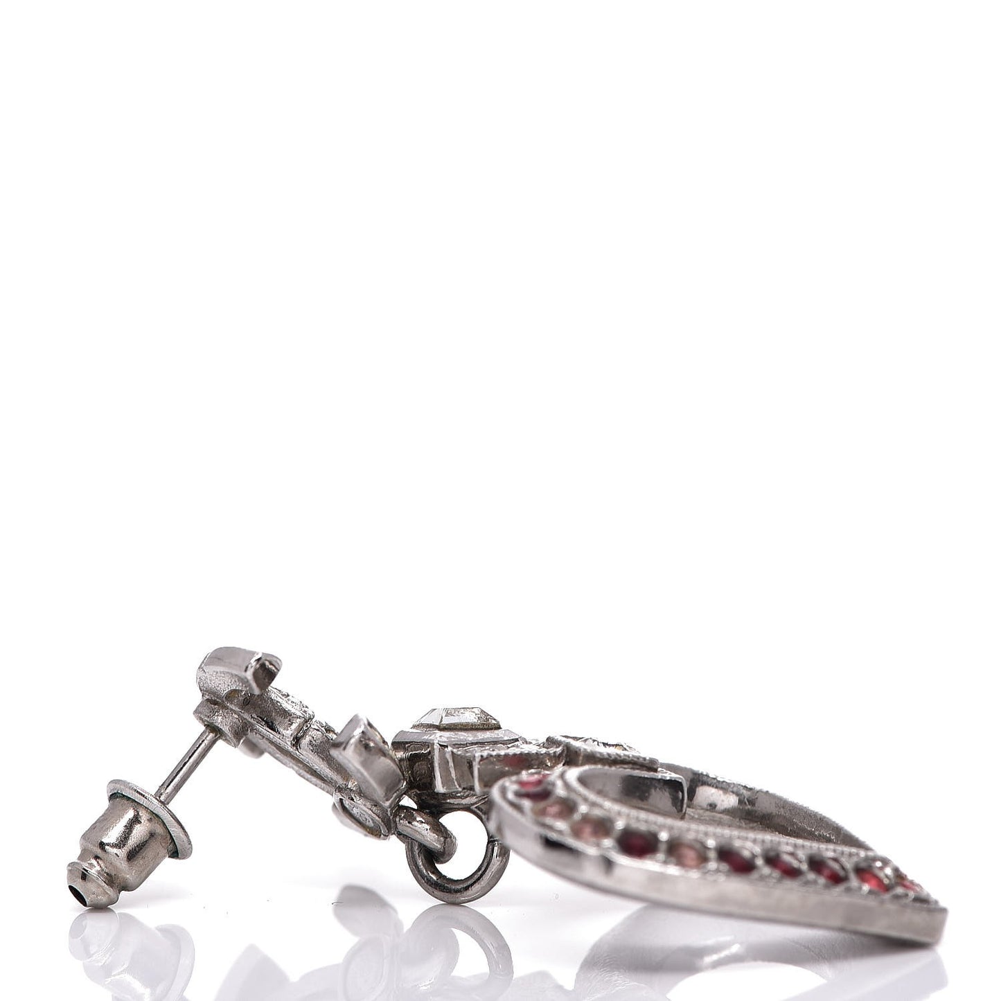Crystal Heart CC Drop Earrings Silver