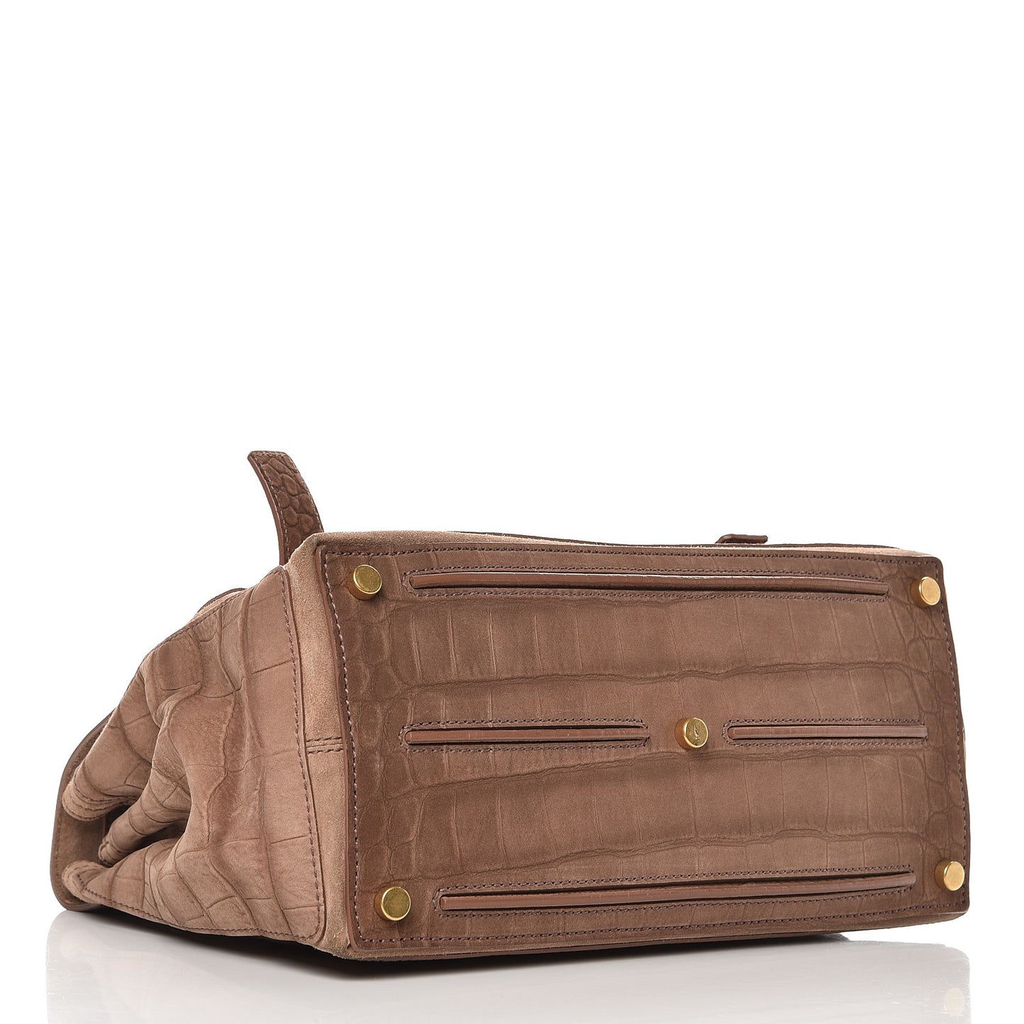Crocodile Embossed Nubuck Calfskin Medium Muse Two Brown