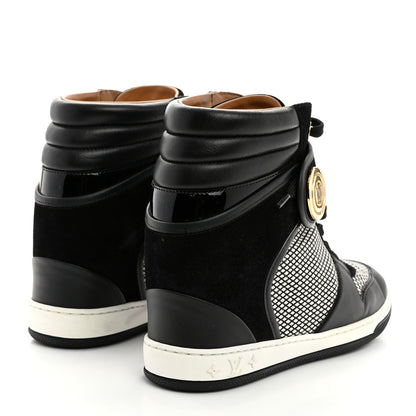 Louis Vuitton Calfskin Suede Postmark Wedge Sneakers 37.5 Black 4 of 9