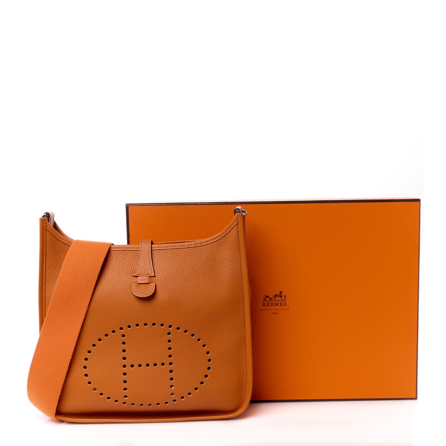 Hermes Taurillon Clemence Evelyne II PM Potiron 10 of 10