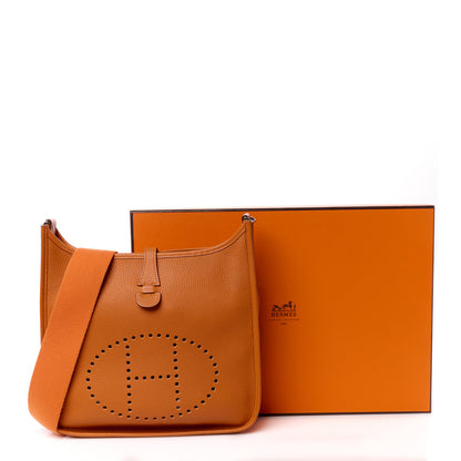 Hermes Taurillon Clemence Evelyne II PM Potiron 10 of 10